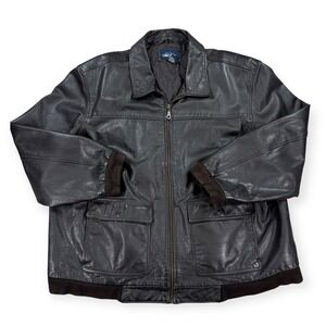 Cherokee Leather Jacket Men's 2XL Brown Quilted Lined Car Coat Y2K Mad Max 199s